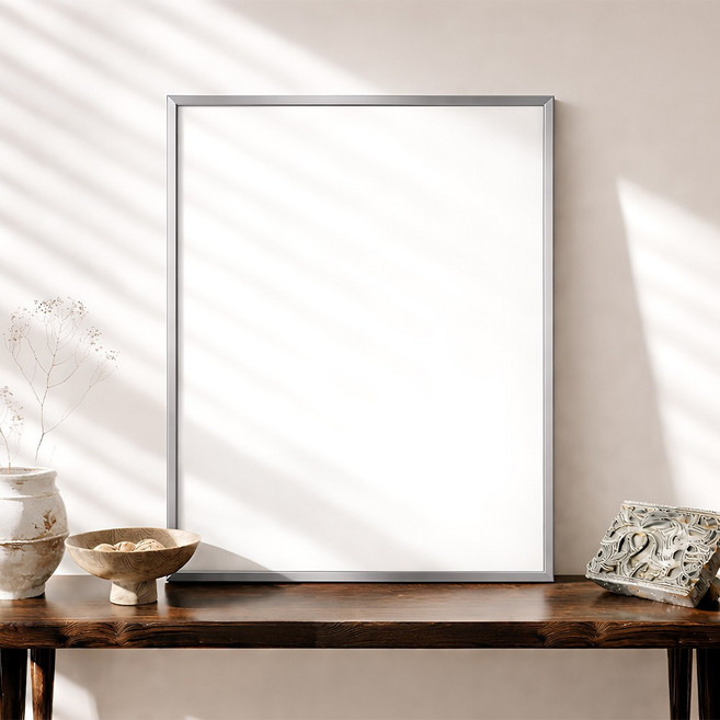 포스터연구실 무조립 완제품 알루미늄 액자 프레임, 1개, 실버