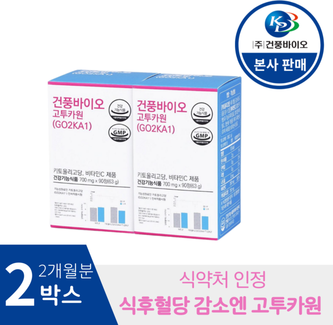 본사판매 식후혈당감소엔 키토올리고당 고투카원 2개월, 2박스, 90정