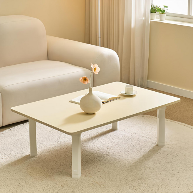 아이캔컴퍼니 국내생산 E0 LPM 4단 높이조절 베이직 접이식 테이블, 크림베이지