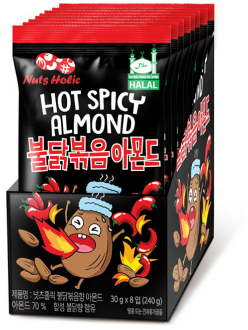 하루견과 넛츠홀릭 HALAL 불닭볶음아몬드 할랄 30gx8개입, 8개, 30g
