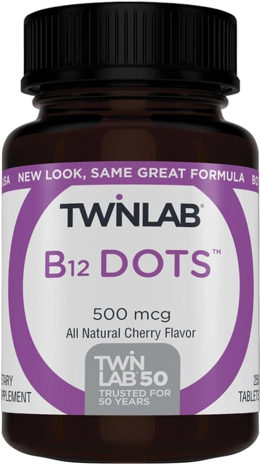 트윈랩 B-12 도트 - 비타민 B12-500mcg 함유 에 Twinlab B-12 Dots - Energy Production Support Supplements with Vit, 1 - 쿠팡