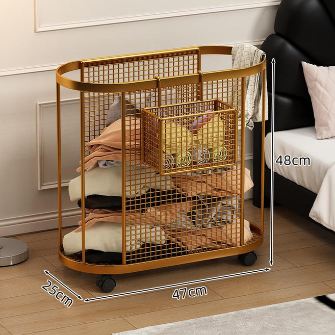 홈짐 수납 정리대 요가 블록 덤벨 바벨 원판 플레이트 폼롤러 짐볼 밴드, 1개, 1g, 아티스틱골드 행잉 바구니 포함 바퀴 포함