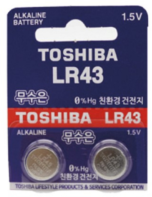 도시바 버튼셀 LR43(2입), 1세트, 2개입