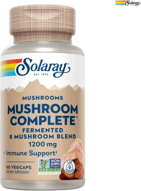 솔라레이 발효 버섯 컴플리트 혼합물 600mg 베지 캡슐 60정, 1개 - 쿠팡