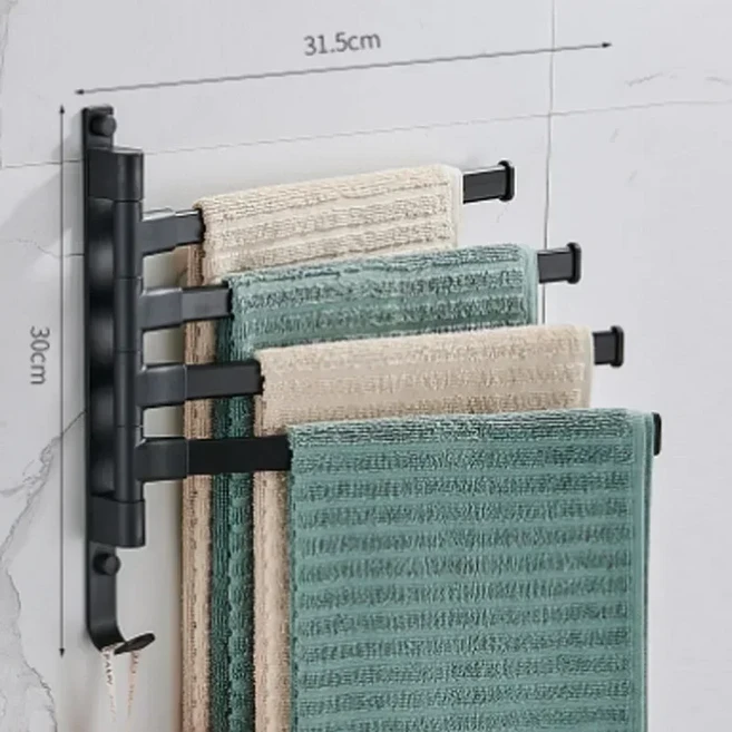 쿠쿠스토어 욕실 수건 걸이 회전식 홀더 공간 알루미늄 2/3/4/5 바 주방 선반 매달려 형, 01 Grey 5-Bar