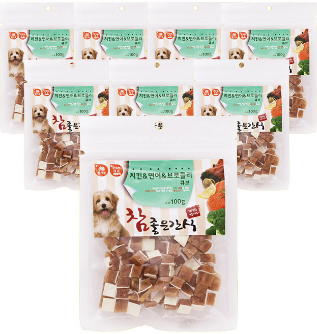 헬로도기 참좋은간식 큐브, 치킨연어브로콜리큐브, 100g, 8개
