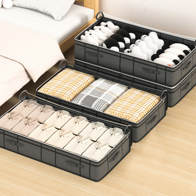 모아봐 대용량 침대 밑 수납백, 검은색, 4개