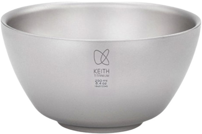 【野道家】Keith 鎧斯 純鈦輕量環保雙層鈦碗 250ml 露營碗 餐具 Ti5352, 純鈦, 1個