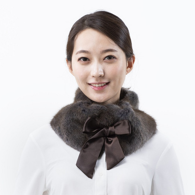 우리모피 리본 밍크 폭스 머플러 목도리