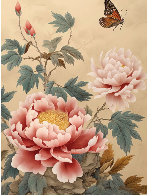 활짝 핀 부귀 모란꽃 우드 직소퍼즐 재물 가져다주는 나비 산수목단 화려한 목작약 국색 그림퍼즐 집콕취미 어르신 효도퍼즐 300 500 1000피스 최신상, 활짝 핀 부귀 모란꽃 퍼즐09, 1개