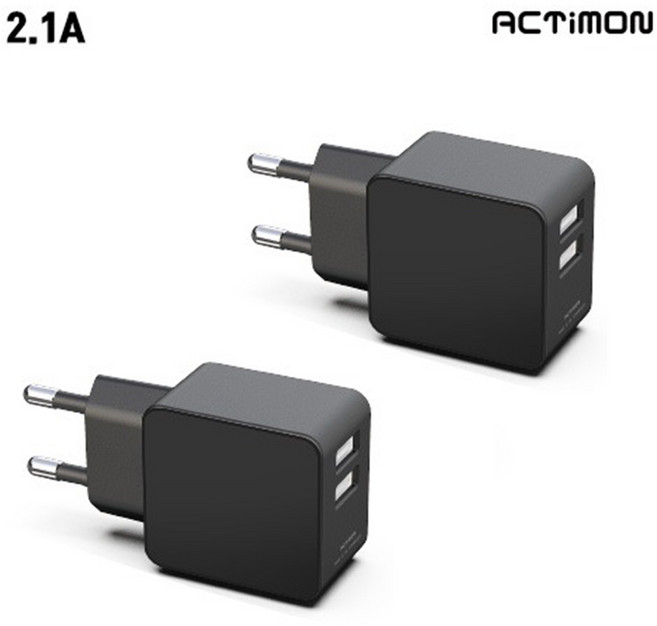 엑티몬 2.1A 가정용충전기 USB 2구 케이블 미포함 분리형 블랙, 2개