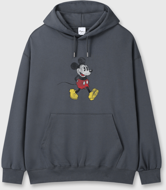 디즈니 미키 빈티지 남녀공용 오버핏 프린팅 헤비 쭈리 후드 티셔츠