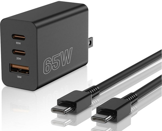 65W USB C Charger for Samsung S26 Ultra 100W 3-Port GaN Type Wall Charger，6FT USB-C Cable Included