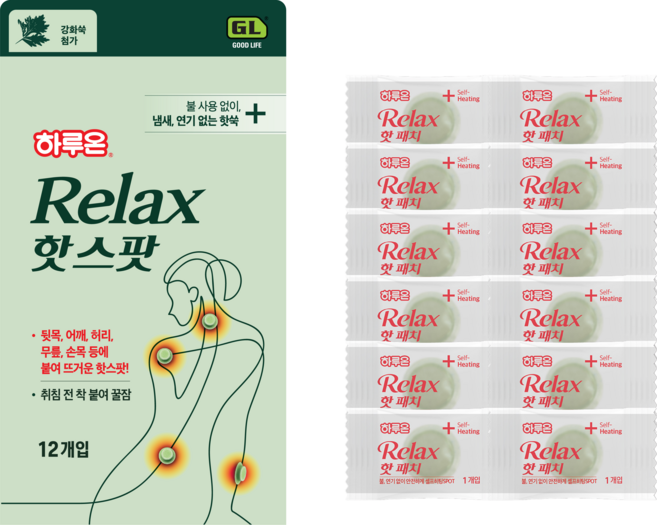 붙이는 하루온 릴렉스 핫스팟12개입 붙이는 쑥뜸.무연뜸, 1개