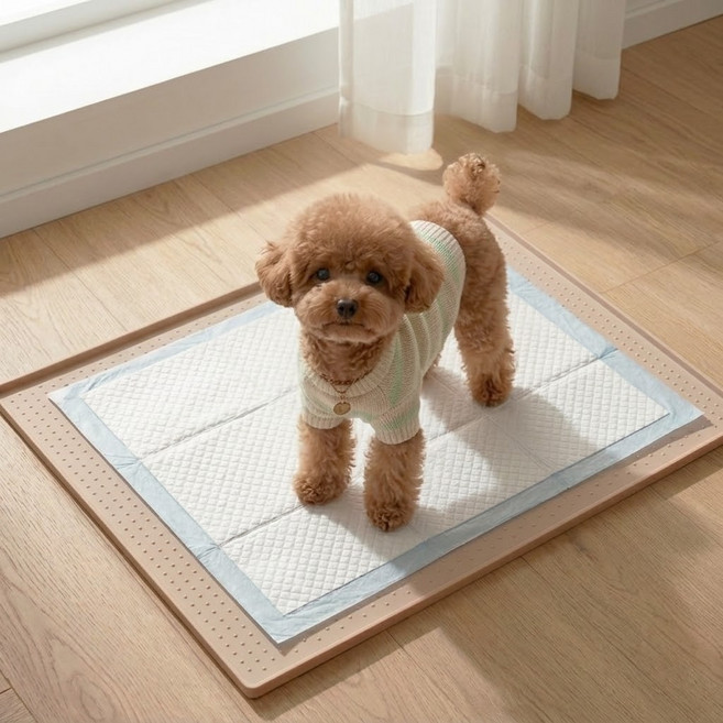 퓨어센스 실리콘 강아지 배변매트 방수 미끄럼방지, 1개, 베이지