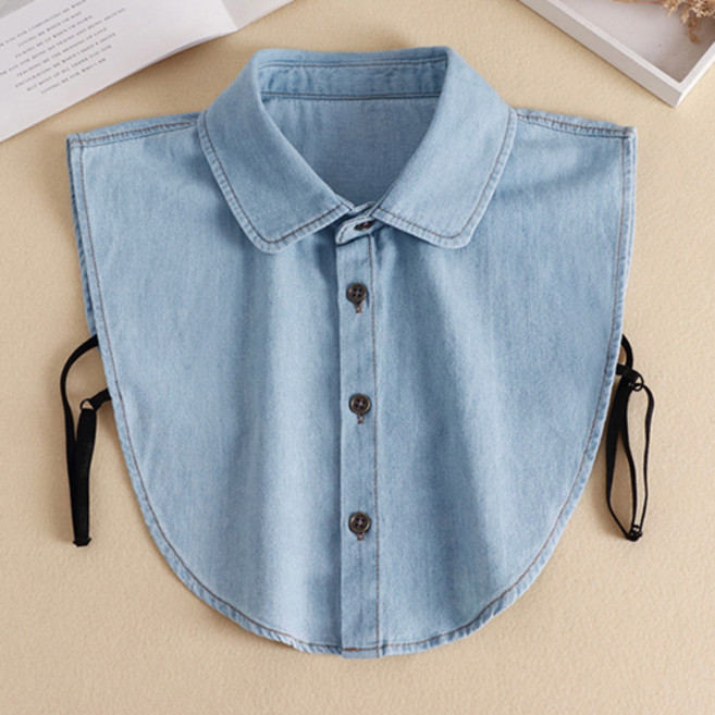 코코드림 데님 블라우스 페이크 레이어드 셔츠 카라