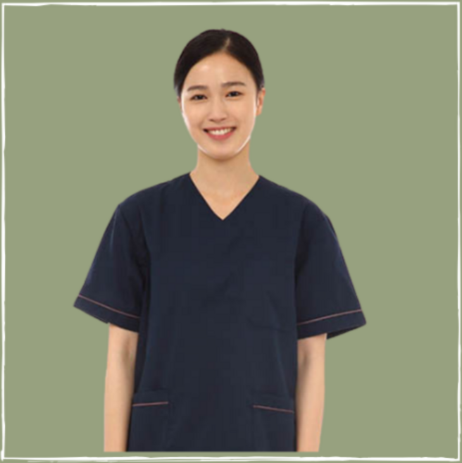 배색간호사근무복(코발트색/핑크색띠) 상하의 세트