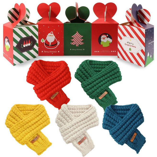 니즈엘 어린이 니트 목도리 5종 세트+선물상자 크리스마스 선물 어린이집 답례품 (타투선택)