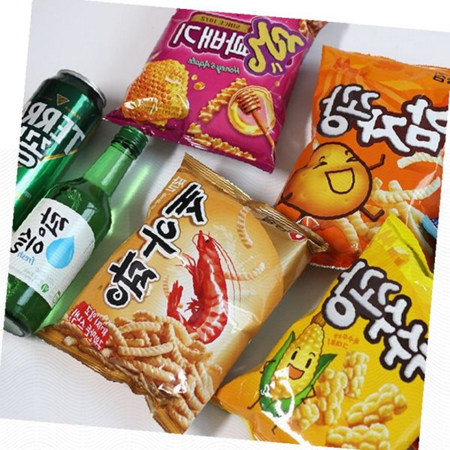 한국 전통 과자 스낵 세트 꿀사과 새우 감자 탄산음료 홈파티 간식 선물용 포장 품 다양한맛 조합, 1개, 꽝사이다