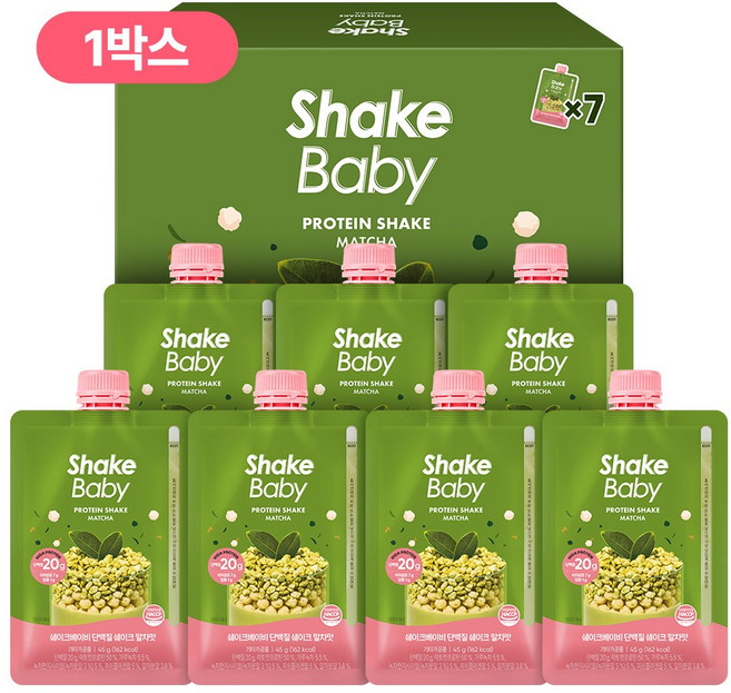 쉐이크베이비 단백질 쉐이크 말차맛 파우치, 45g, 7개
