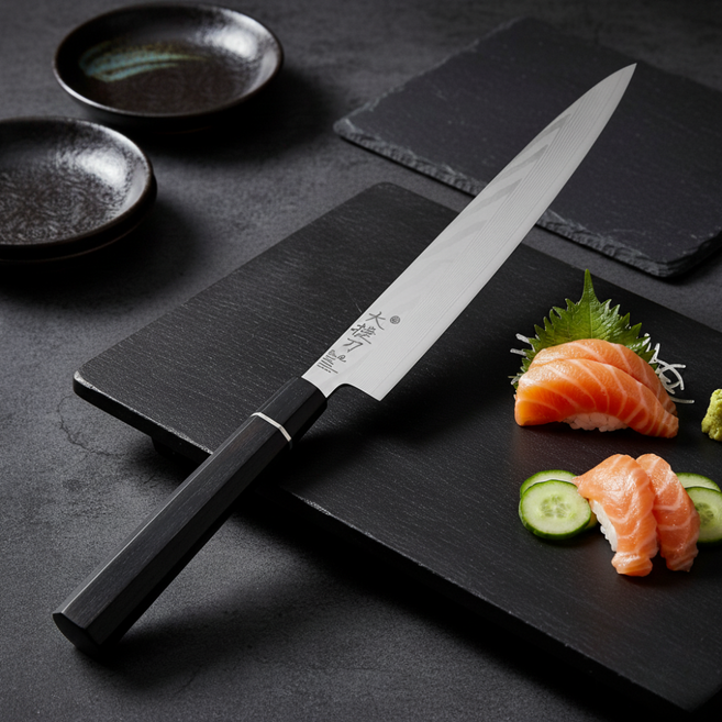 명장 조상진 대첩도 다마스커스칼 야나기바 사시미칼 회칼, 흑단나무, 1개