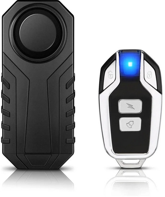 Wsdcam 무선 자전거 진동 경보기 IP55 방수 오토바이 경보기 원격 조종 도난 방지 자전거 경보기 경보 시스템, 검은색, 1개