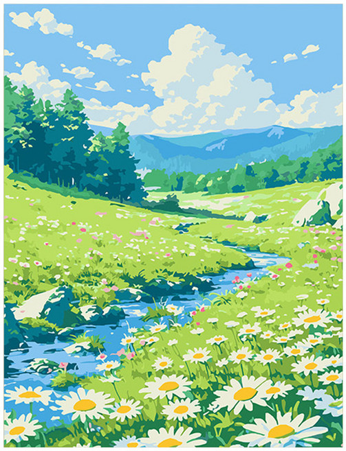 코지하루 DIY 명화그리기 물감 2세트 유화 그림 그리기 아크릴화 40x50, 여름 산들A 40x50 (B608), 1개