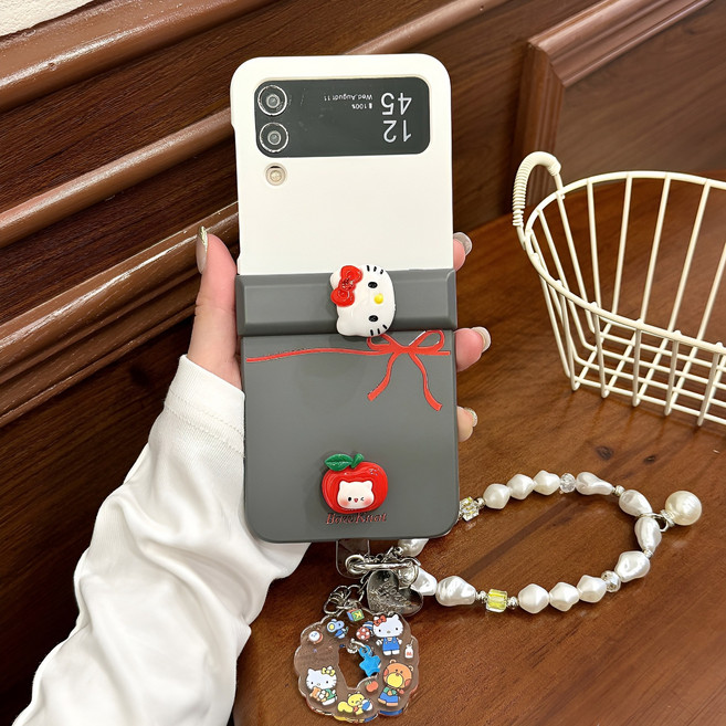 갤럭시z플립3 z플립4 z플립5 z플립6 힌지보호 투명 실리콘 큐티 빙글빙글 귀여운 고양이 핸드폰케이스