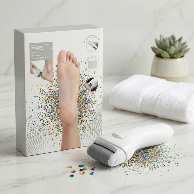 파워스톤 휴빙 발바닥 뒷꿈치 전동 각질제거기, 화이트, HV02WT