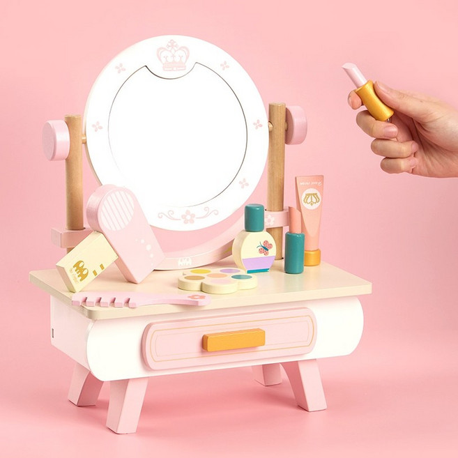 캐스비 빅토리아 원목 화장대 2857 유아 어린이 어린이집 유치원 화장놀이 인형놀이 꾸미기, 1세트, 파스텔톤