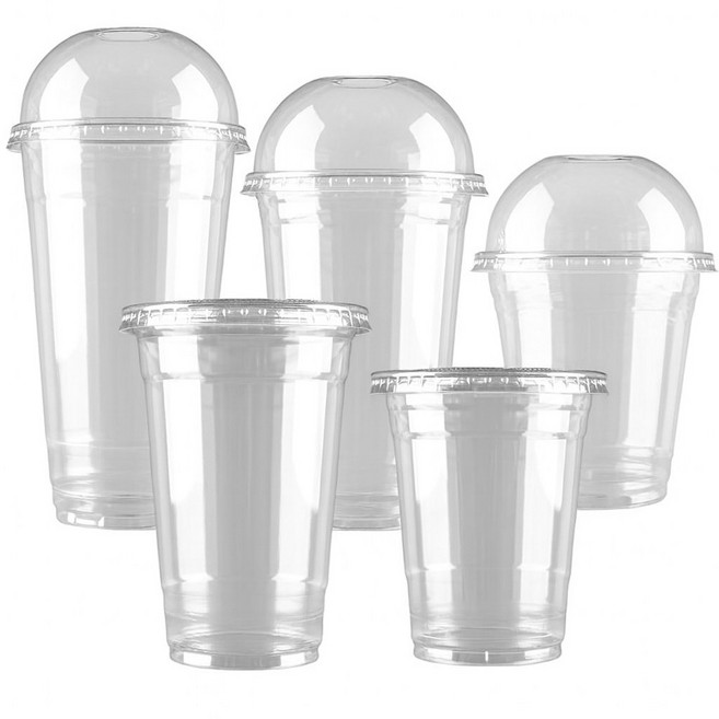 [세트] 국내생산 92파이 투명컵+뚜껑 100개세트/아이스커피컵/테이크아웃, [세트]92파이14온스100개+92파이돔100개