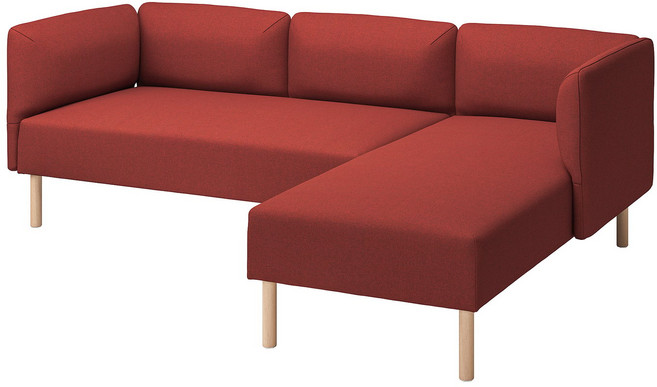 이케아 릴레헴 3인용 모듈소파 카우치 군나레드/레드브라운, 1세트