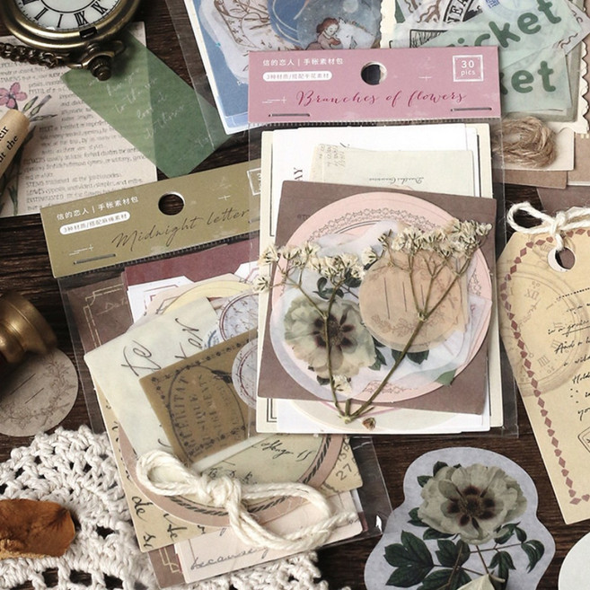 빈티지 조각 네임택 스티커 다꾸 다이어리꾸미기, 2.꽃병 (ST-781)