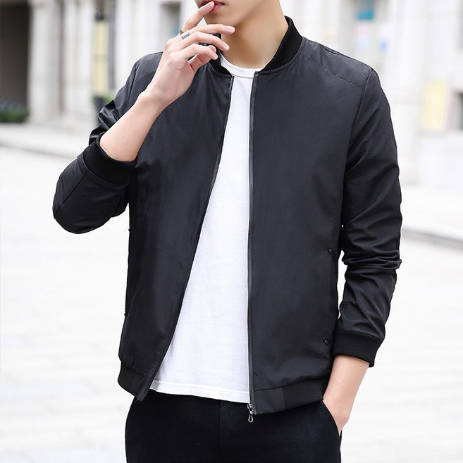 jacqLUCKYSUN 男款春秋薄款棒球領夾克