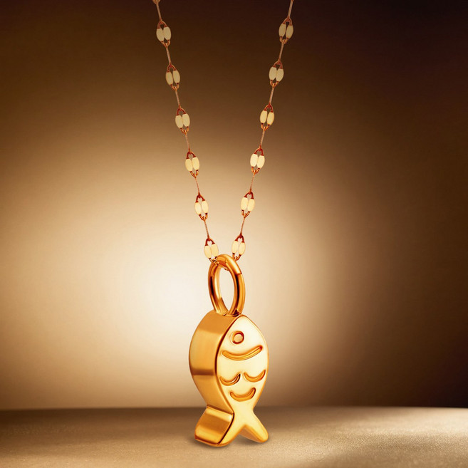 [러브넛] 순금 행운 럭키피쉬 여성 선물 포인트 물고기 펜던트