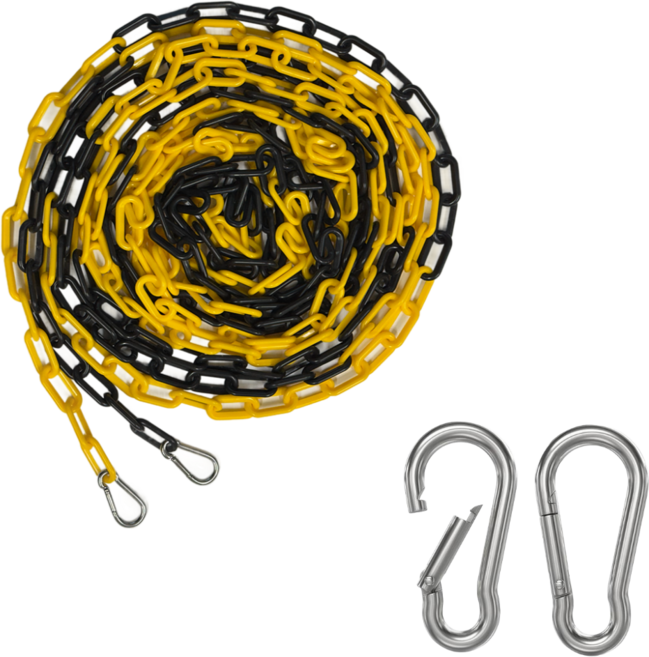 그로윅스 플라스틱 체인+스텐 비너 세트, 검정+노랑, 1세트