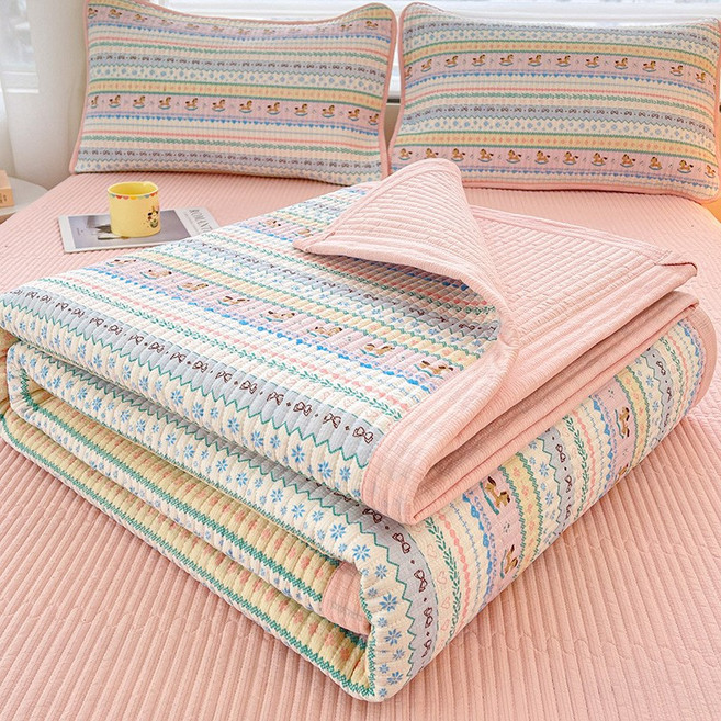 더루비샵 침대패드 사계절 고밀도 누빔 양면 패드, 핑크말