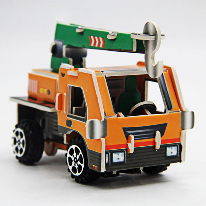 풀백 자동차 종이 입체 퍼즐 조립 3D 모형, 4.크레인 트럭, 1개