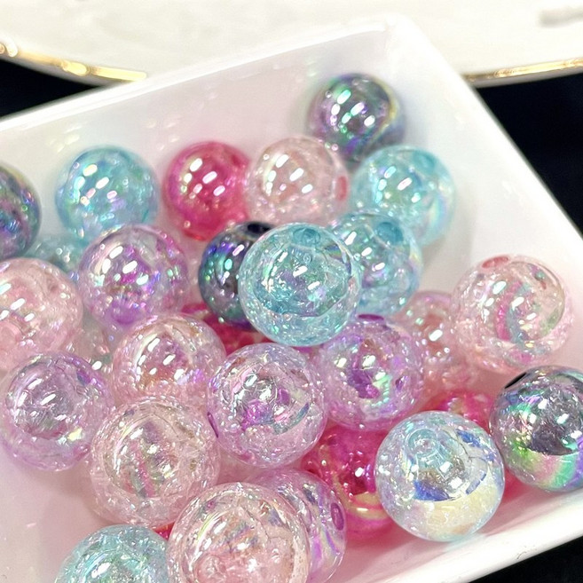 AB빛 크랙볼 비즈공예 핸드폰스트랩 키링재료, (ND09)14mm(10개14.7g), 하늘, 1개