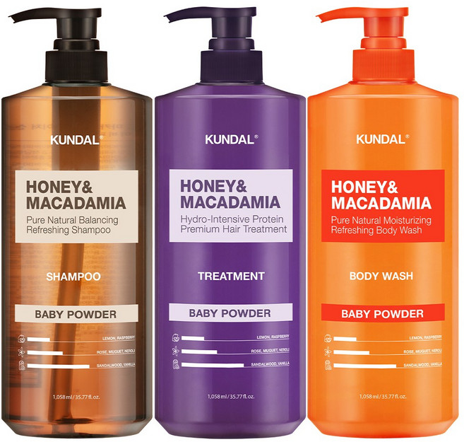 쿤달 네이처 샴푸+트리트먼트+바디워시 1058ml 세트 베이비파우더, 1개, 1.058L