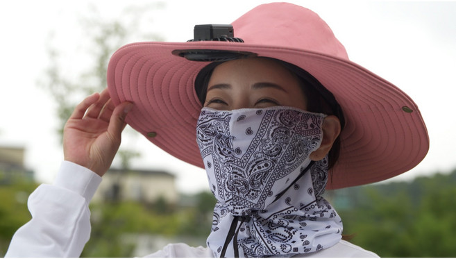 신바람 선풍기 모자 자외선차단 귀걸이 쌩쌩 신바람 선풍기 모자 3종세트