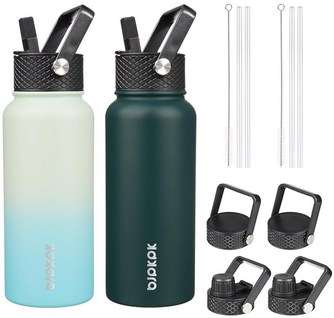 139069 BJPKPK 6-in-1 풀 액세서리 스테인리스 워터보틀 532ml 블로썸/오션 2종 세트, 아미 그린+민트