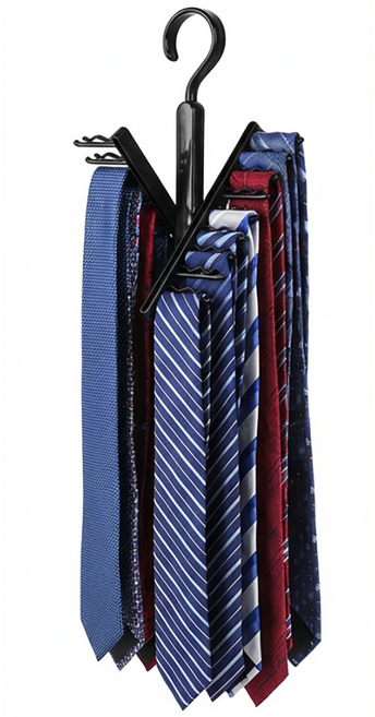 다온모아 넥타이걸이 20구 옷장 정리 벨트 스카프 수납 거치대, 1개, 블랙