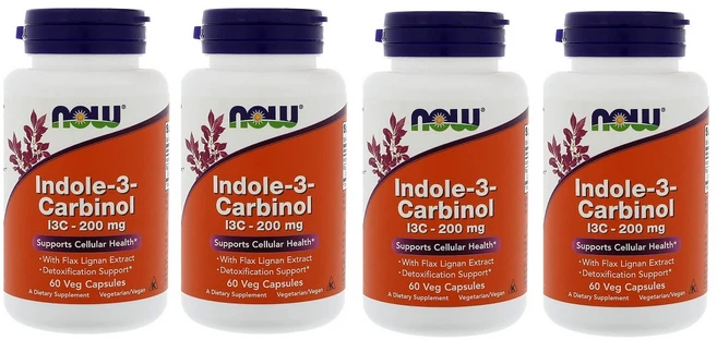 NOW Indole 3 Carbinol 인돌 3 카비놀 I3C 200mg 60캡슐 X 4개, 60정 - 쿠팡