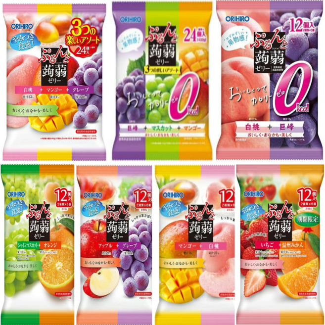 일본 오리히로 곤약젤리 세트 7구성 72개입, 240g, 6개, 망고+백도