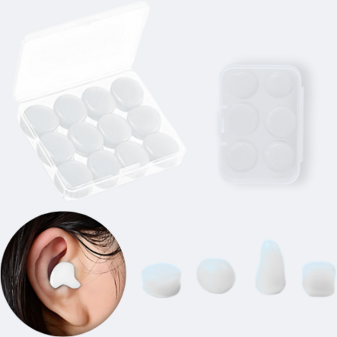 파트마 소음 차단 방지 99% 실리콘 수면 귀마개, 12개, 화이트