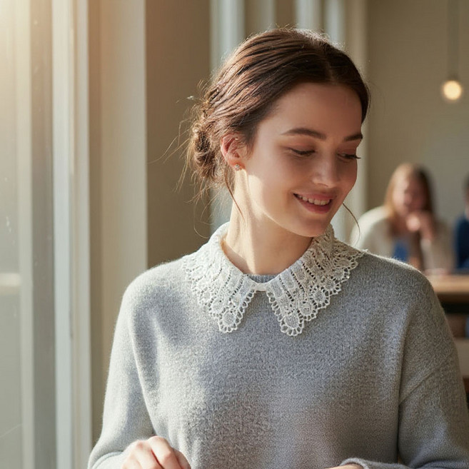 카라걸스 여성 레이스 셔츠카라 케이프 블라우스 코디 액세서리 AP60