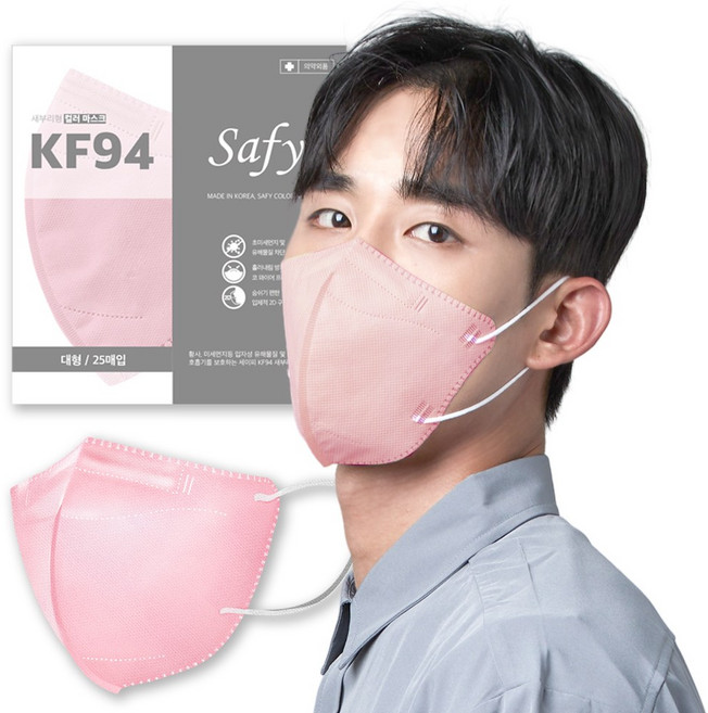 세이피 KF94 새부리형 컬러 마스크 대형 100매 식약처 인증 황사 방역 마스크, 대형 피치, 1개