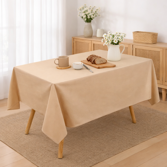 밀앤미터 일회용 테이블보 방수 PEVA 파티 전시회용, 5개, 137x183cm, 베이지
