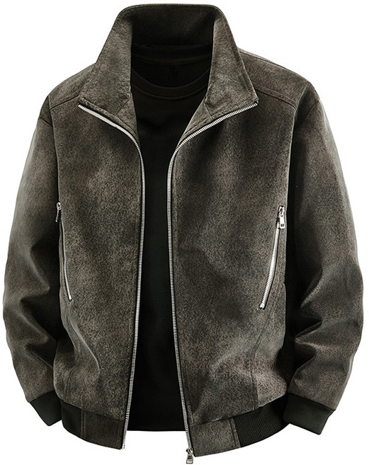 麂皮保暖寬鬆立領飛行服